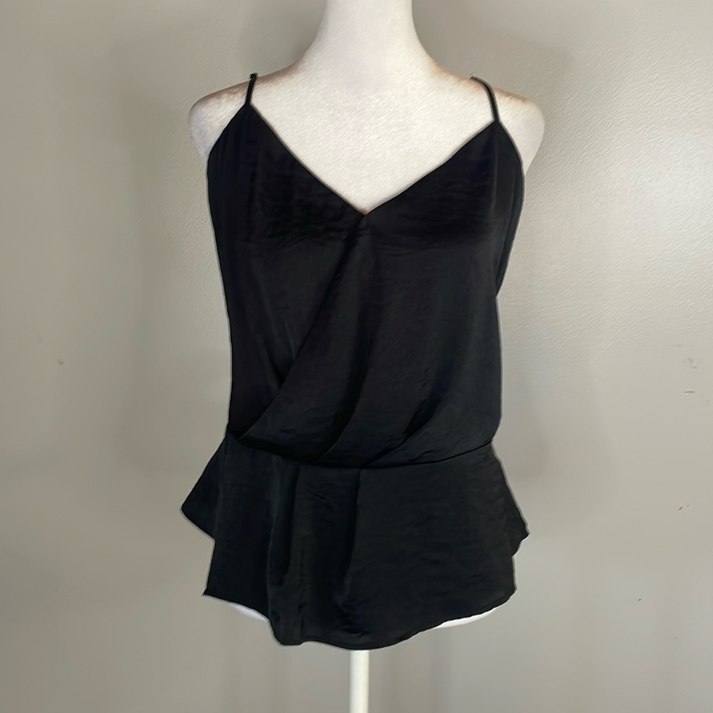 [1. STATE] Black Satin Sleeveless Blouse - Size Large